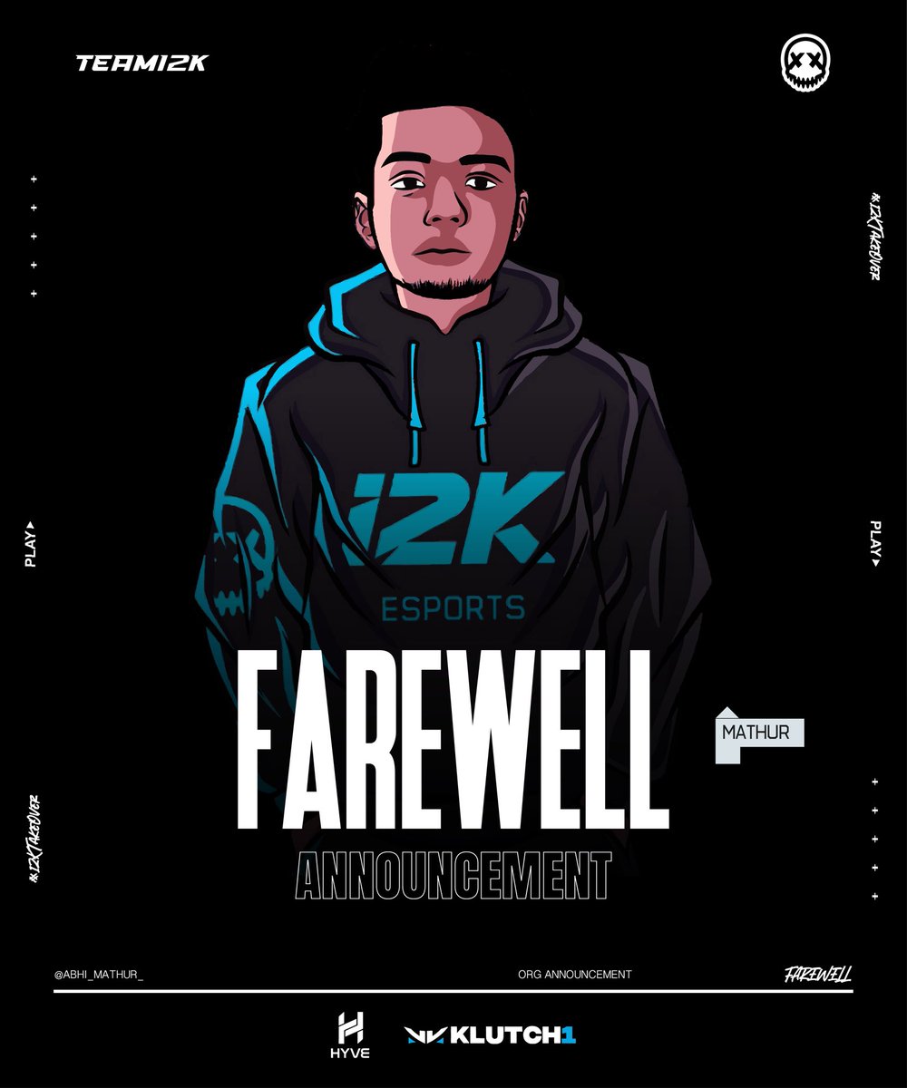 teami2K's tweet photo. 📣 FAREWELL - i2K Mathur 

Today, we are sad to announce that long standing community director of i2K, Mathur, has graduated from Gaming and has discovered Life!! Fair Play sir 🔥

He deserves a post 

@Abhi_Mathur_ https://t.co/OcDXZTX6yh