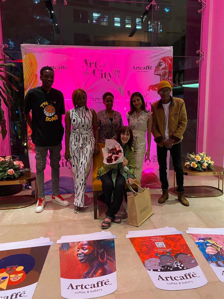 Crowning night with our honarable guests Margarette, Kenya’s foremost writer on all things art and Kari Mutu, co-chair of the Affordable Arts Show posing with our winners of the night
#Artofthecity  #Artcaffe #herstory