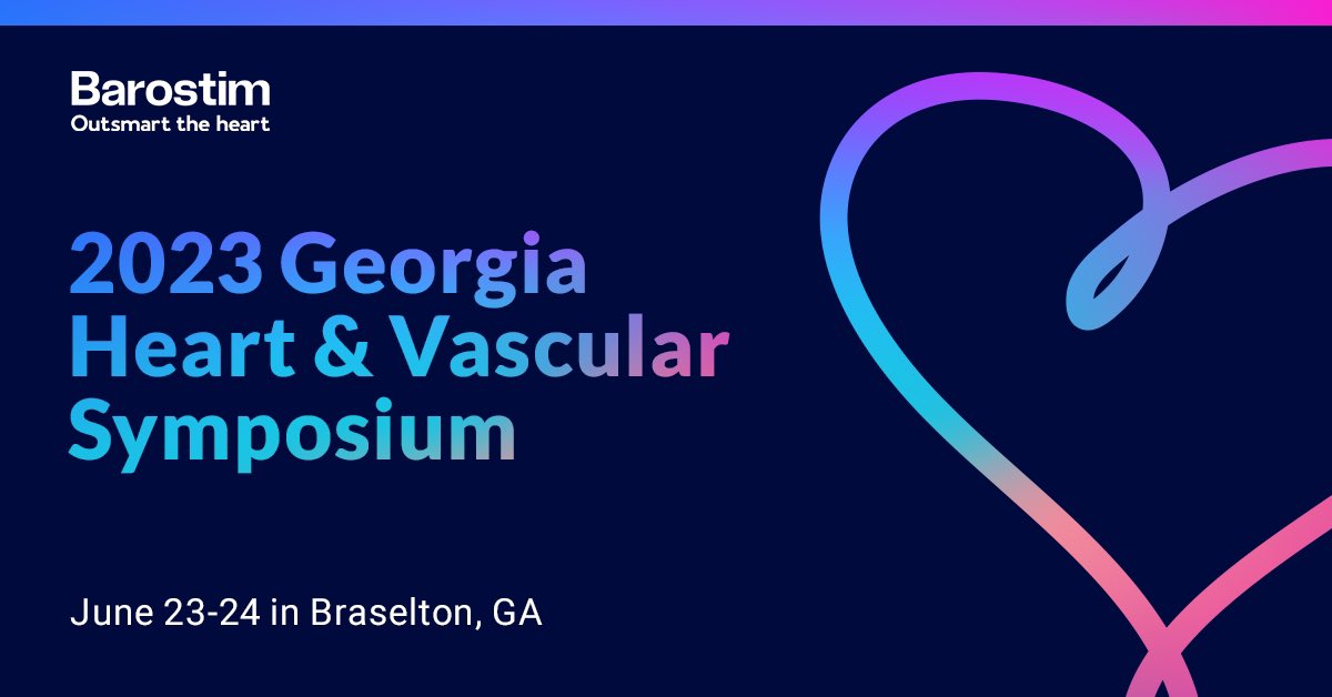 CVRx_Barostim's tweet photo. We are attending the 2023 Georgia Heart & Vascular Symposium from June 23-24 in Braselton, GA. Stop by to learn more about #Barostim and explore how our technology is improving symptoms of heart failure. #CVRx #OutsmartTheHeart
ISI: https://t.co/gLkTjml7tH https://t.co/KBb7zZ0I3e
