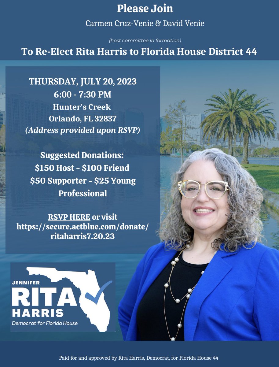 secure.actblue.com/donate/ritahar…

Here's the link to get your tickets!!

So grateful for the Venies to host this event, and I'm looking forward to seeing everyone there!