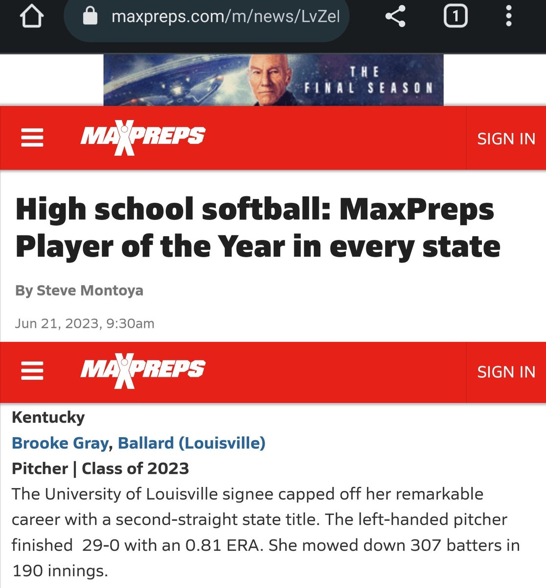 NateInSports's tweet photo. HIGH SCHOOL SOFTBALL 🥎

Senior pitcher BROOKE GRAY, coached by @ajjsoftball at Louisville Ballard @BallardSoftball @Ballard_Bruins, named MaxPreps Kentucky Softball State Player of the Year for 22-23

https://t.co/v2La8Sic9a…
https://t.co/HbqmlNhZpr https://t.co/1CbmwbjVpg