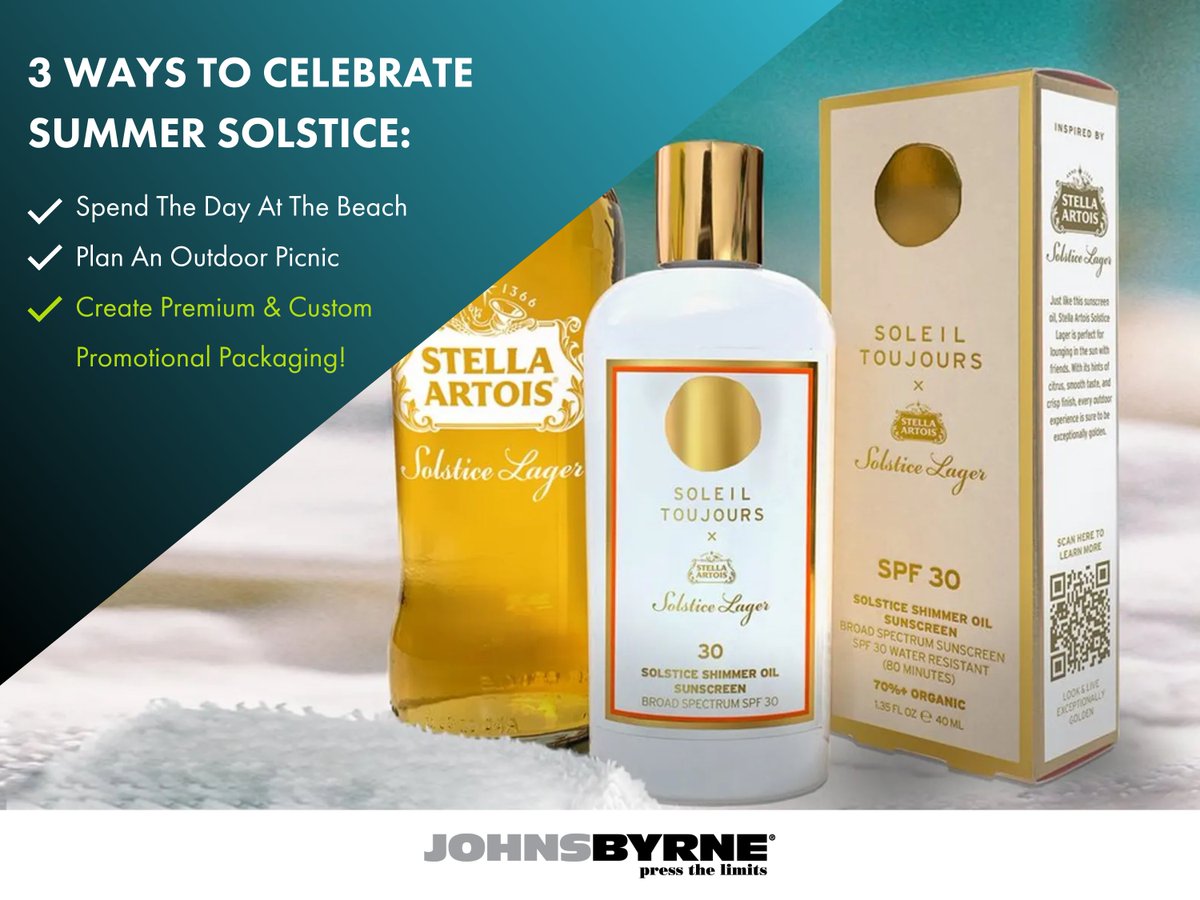 JohnsByrne's tweet image. Summertime is officially here and today, we're recognizing ways to enjoy the longest day of the year! ☀️

Interested in developing specialty packaging? Contact Us: hubs.ly/Q01Vk-By0

#summersolstice #custompackaging #promopackaging #premiumpackaging #johnsbyrne