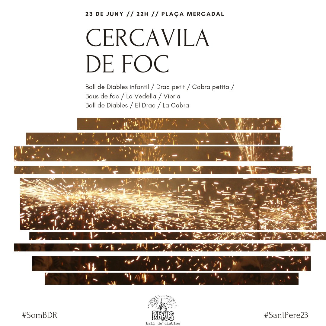 Aquest divendres, 23 de juny, a les 22h...

43a CERCAVILA DE FOC DE LA NIT DE SANT JOAN

Ens veiem a Plaça del Mercadal!

#SomBDR
#SantPere23

Pd: Tapeu els vidres