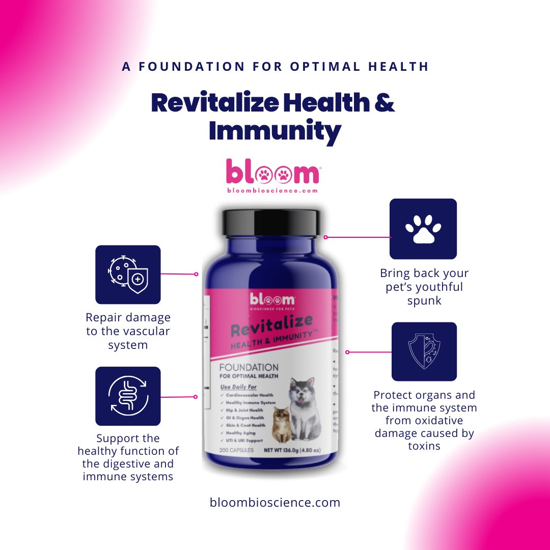 bloom4pets's tweet photo. Unlock the secret to a healthier and happier pet with Revitalize Health & Immunity! πΎ Discover our all-natural supplements that are designed to enhance your furry friend's well-being. Tap the link in our bio to explore the power of natural pet care. β€οΈπΆπ±
#bloombioscience https://t.co/nIQMnnnLNv