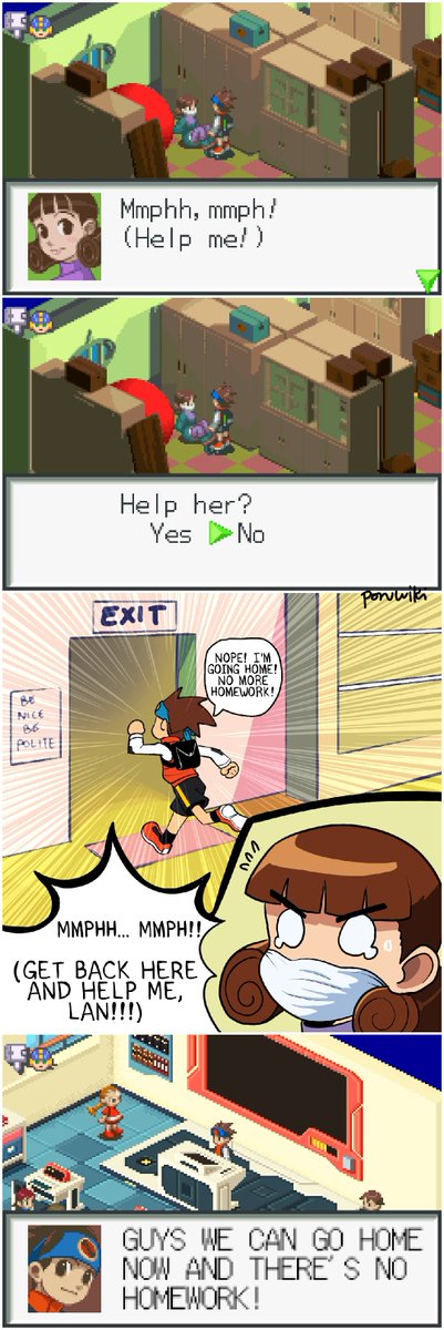 poruwiki's tweet image. Lan is evil! 
#megamanbattlenetwork #megaman #battlenetwork