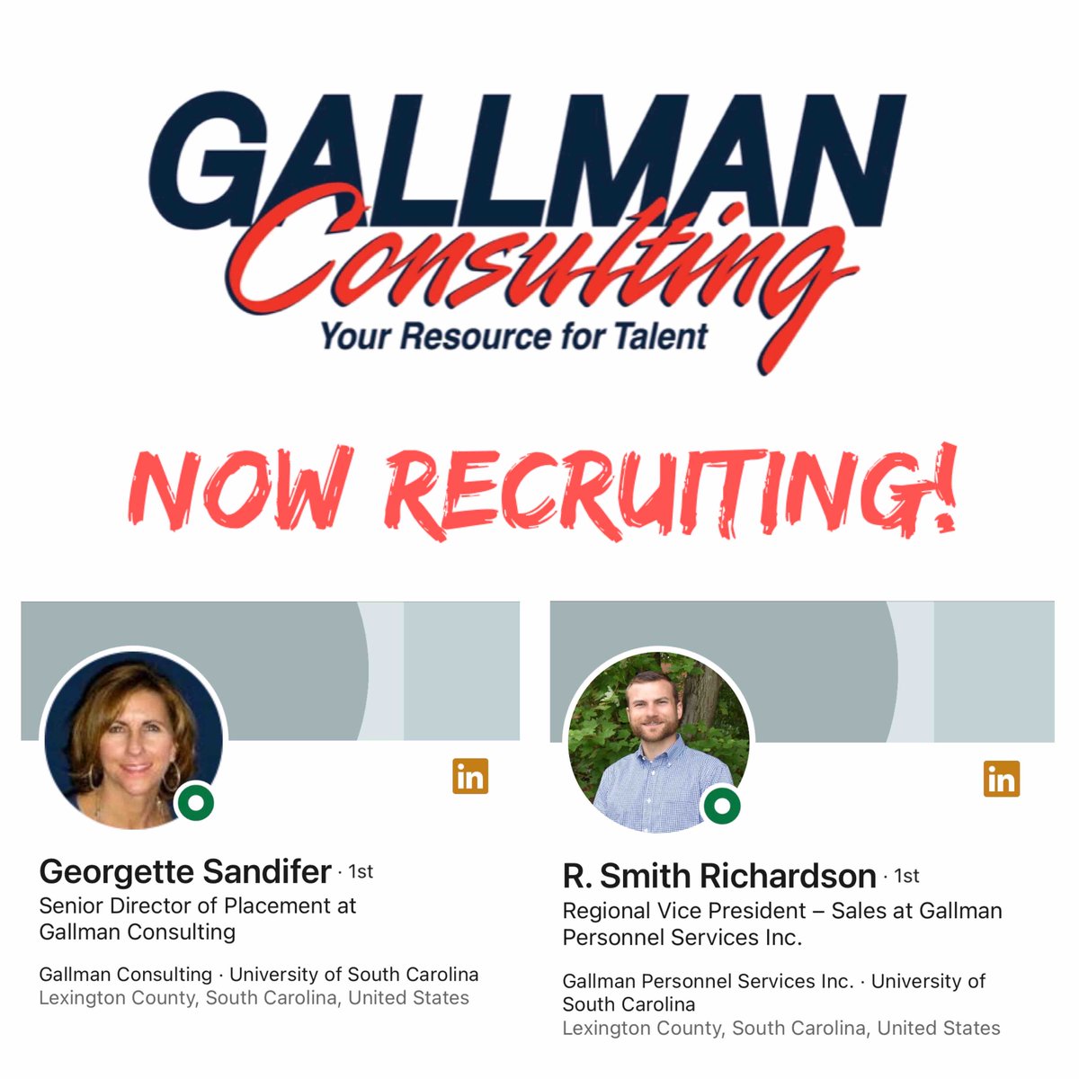 Georgette and Smith are #nowrecruiting: 
👉Project Mgr Commercial Construction
👉Preconstruction Mgr/Estimator
👉Senior Structural Engineer/Civil
👉And MORE!
gallman-consulting.com/jobs/#!/search…  #gallmantalent #recruiting #career