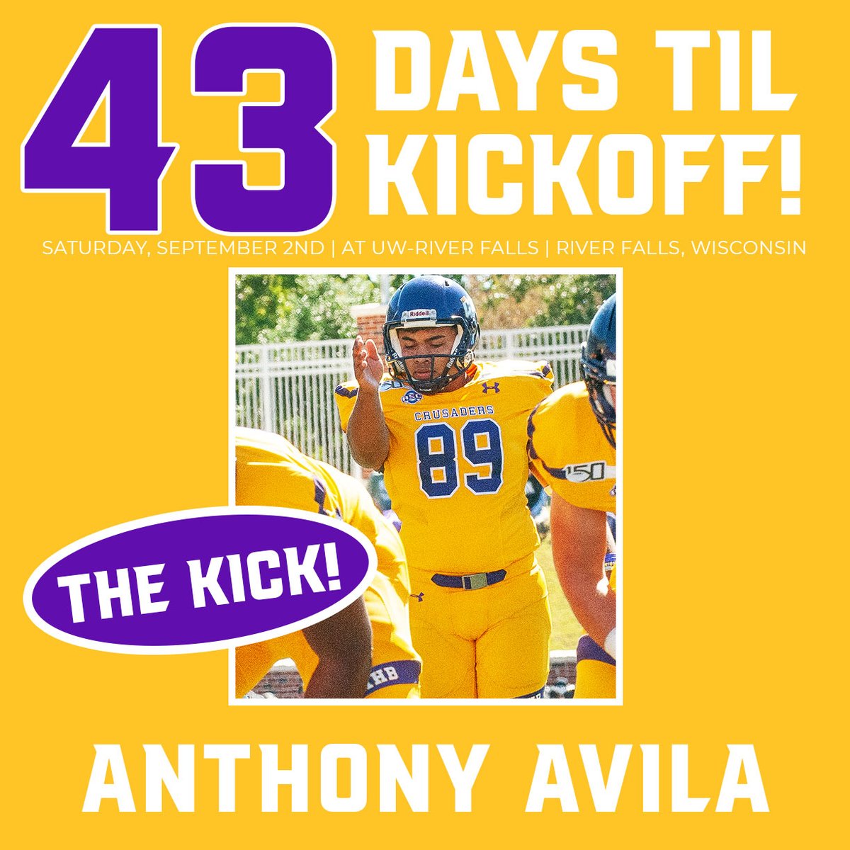 ⭐COUNTDOWN TO KICKOFF -4️⃣3️⃣⭐

43 yards + 0 seconds left + Anthony Avila (89) = 15-14 win over Hardin-Simmons (2019)

#gocru
