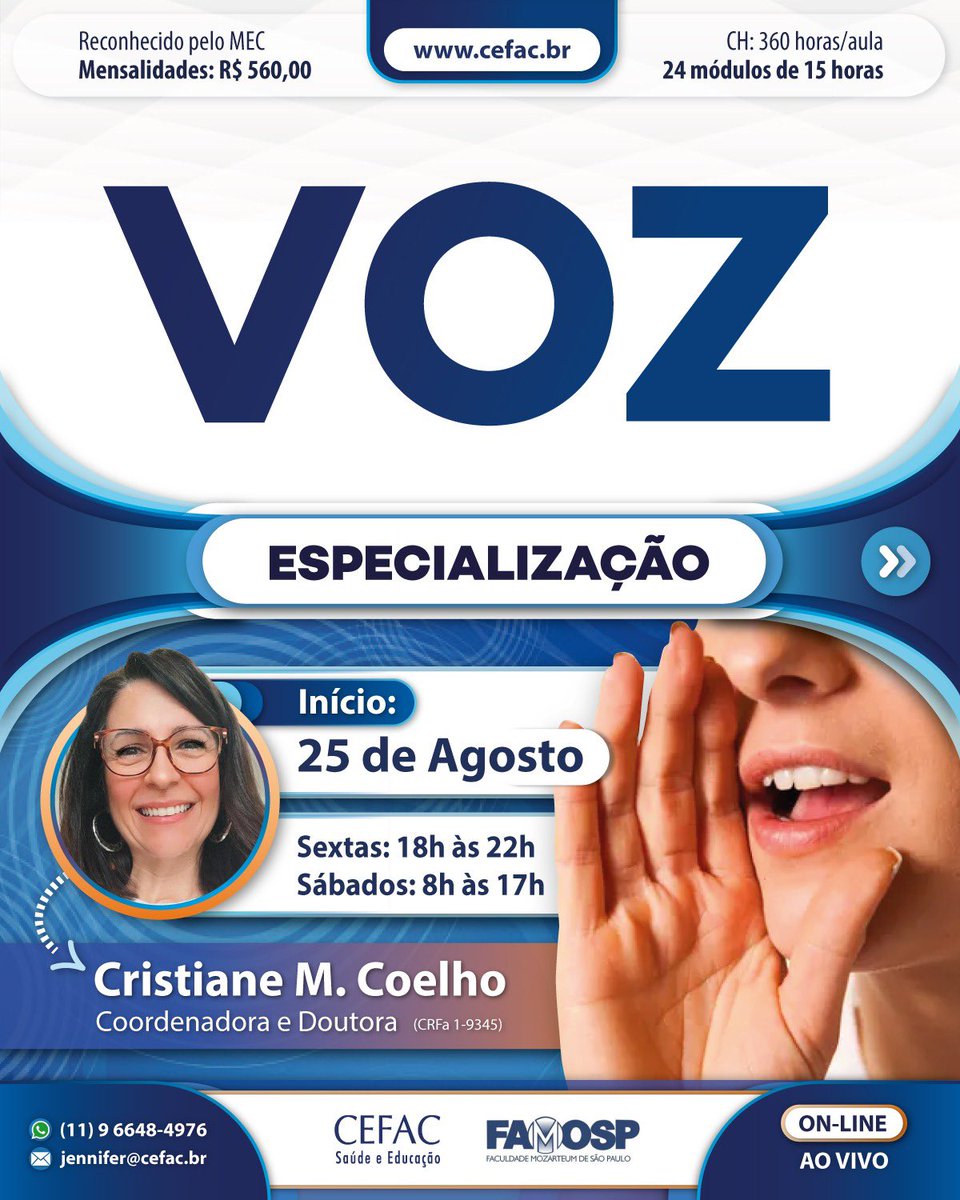 cefacsaopaulo's tweet photo. Voz

Curso de Especialização

Mais informações ou inscrições, acesse: https://t.co/cBrN2dZ0r5

#Fonoaudiologia #Especialização #Voz #ClínicaVocal https://t.co/g2v1q0Lt1U