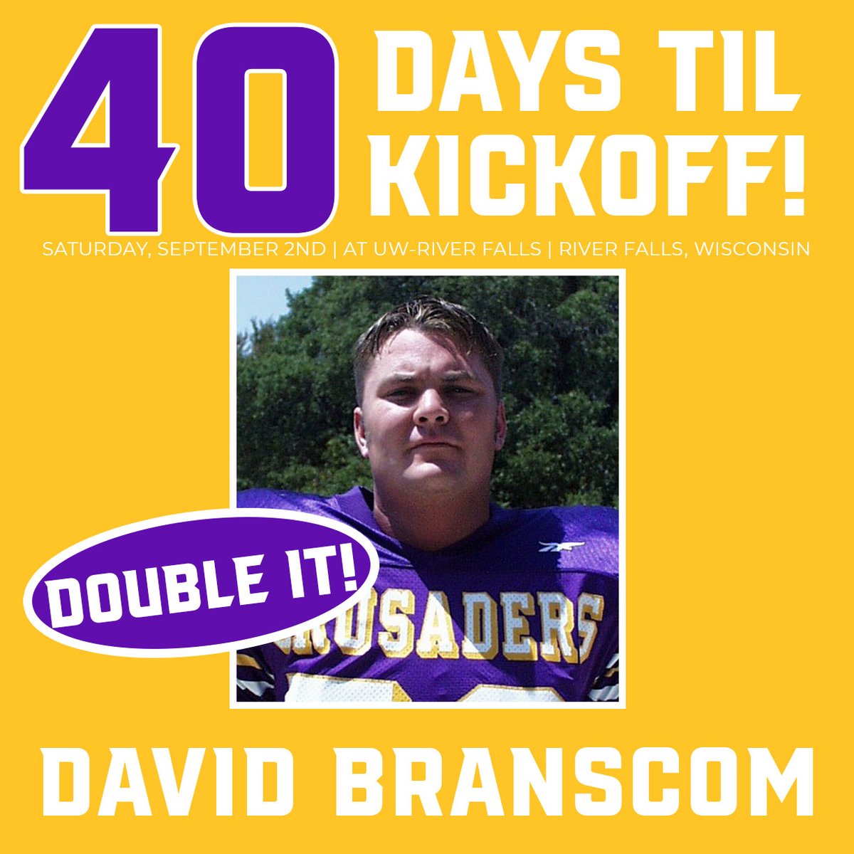 ⭐COUNTDOWN TO KICKOFF -4️⃣0️⃣⭐

DOUBLE IT! David Branscom wore #80 during his playing career with the Cru! He returned to his alma mater and coached another notable 8, but we'll get to him later 😉

#gocru