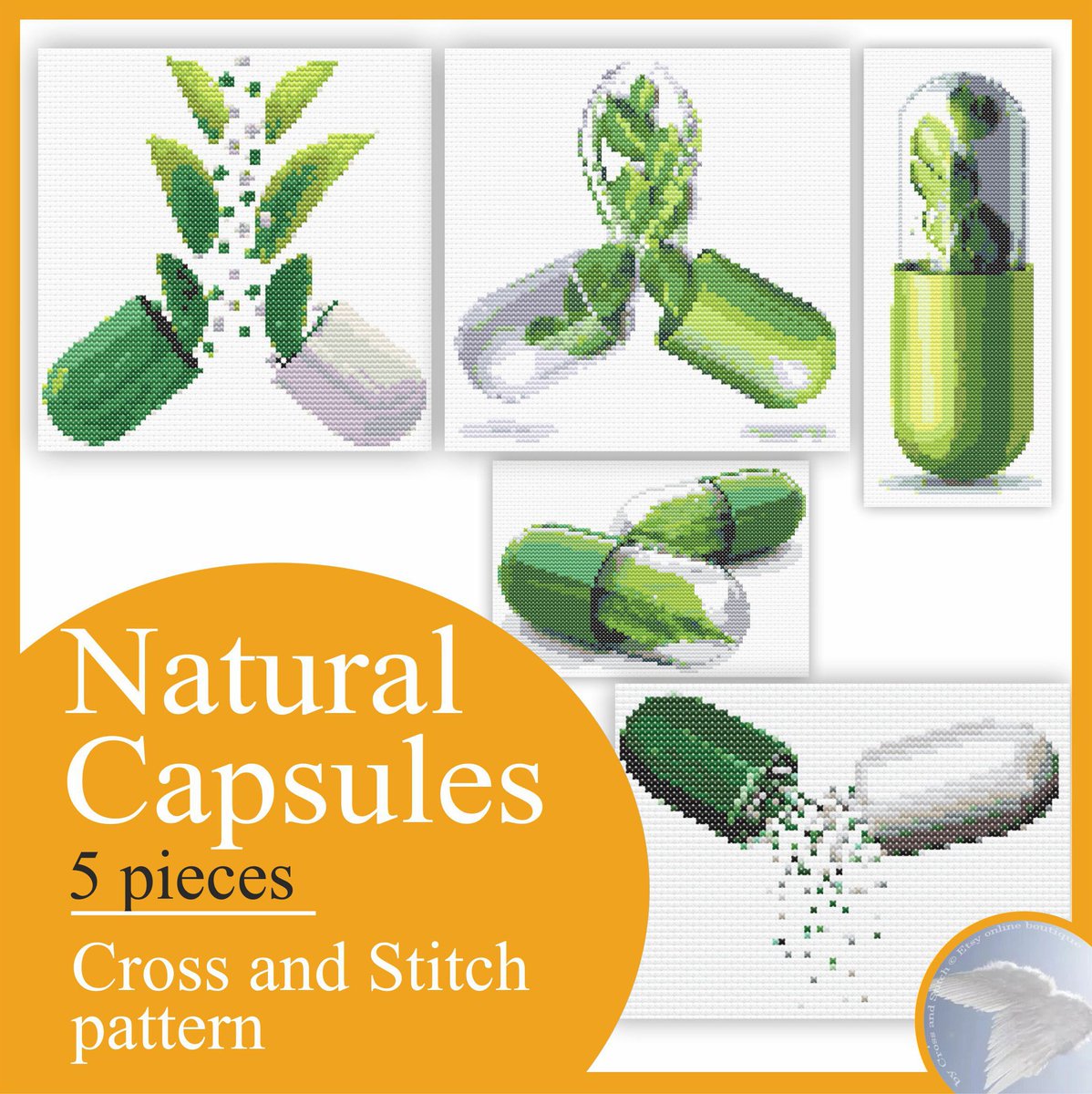 Excited to share the latest addition to my #etsy shop: Natural Pharmacy Capsules Green Leaves Pharmaceutical Symbol Simple Cross Stitch Pattern Instruction Embroidery etsy.me/3JpJJB9 #embroidery #prom #mothersday #crossstitch #alternativemedicine #naturalvitami