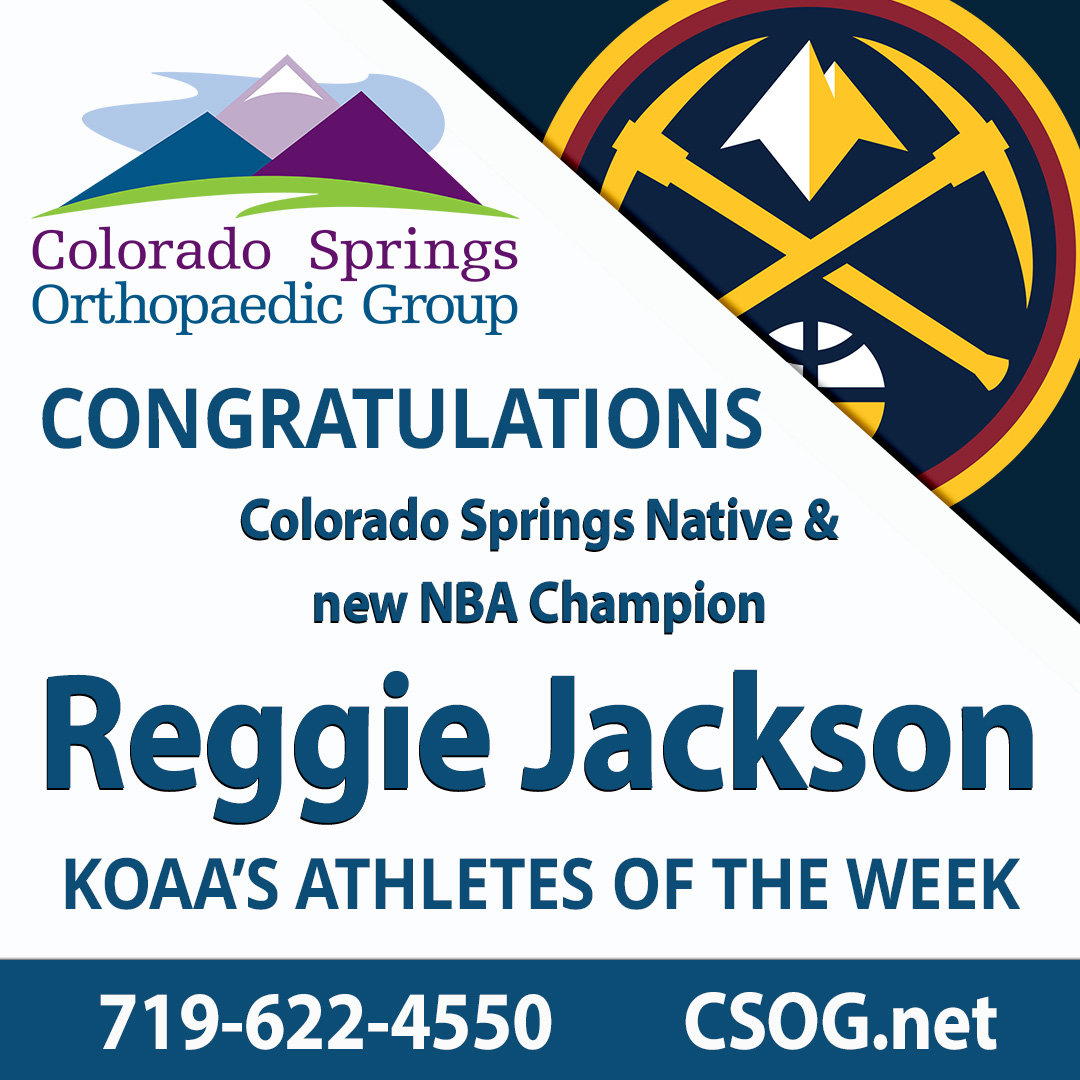 csorthopaedics's tweet image. Congratulations to Colorado Springs Native and New NBA Champion, Reggie Jackson for being awarded this week's KOAA Athlete of the Week!

Tune in to watch KOAA's full segment on Reggie's Career: koaa.com/sports/athlete…

#KOAA #athleteoftheweek #NBAChampions #DenverNuggets