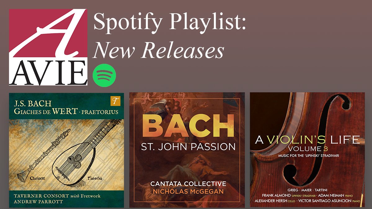 Enjoy selections from AVIE's most recent releases on our Spotify playlist! Featuring <a href="/TavernerConsort/">Taverner Choir, Consort & Players</a>, Cantata Collective, <a href="/frankalmond/">Frank Almond</a>, and more. Listen here: spoti.fi/3HQovv9