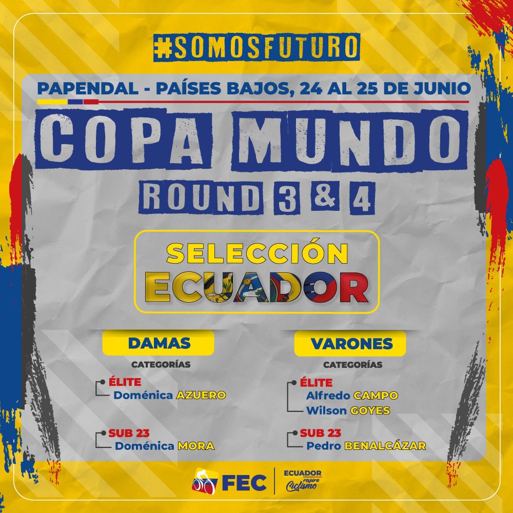 Ya estamos en los Países Bajos 😀…listos para otro evento de la Copa Mundo de BMX 🤩

¡Con todo #TeamEcuador! 💪🇪🇨

#EcuadorRespiraCiclismo
#SomosFuturo

<a href="/SantiagoRoseroC/">Santiago Rosero Cambi</a> <a href="/DeporteEc/">Viceministerio del Deporte 🇪🇨</a> <a href="/ECUADORolimpico/">Comite_Olimpico_Ecu</a>