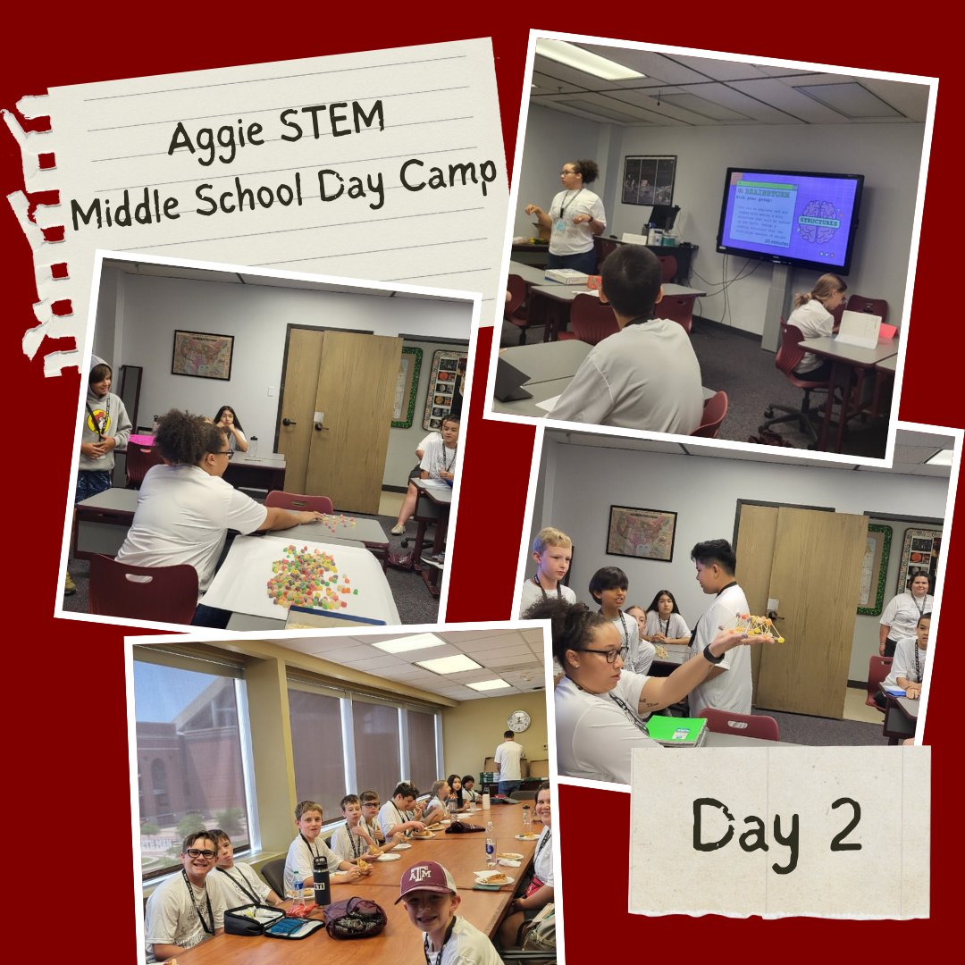 AggieSTEM's tweet photo. Day 2's in the books for our Middle School Day Campers! #tamu #stem https://t.co/f22n6HD5f2