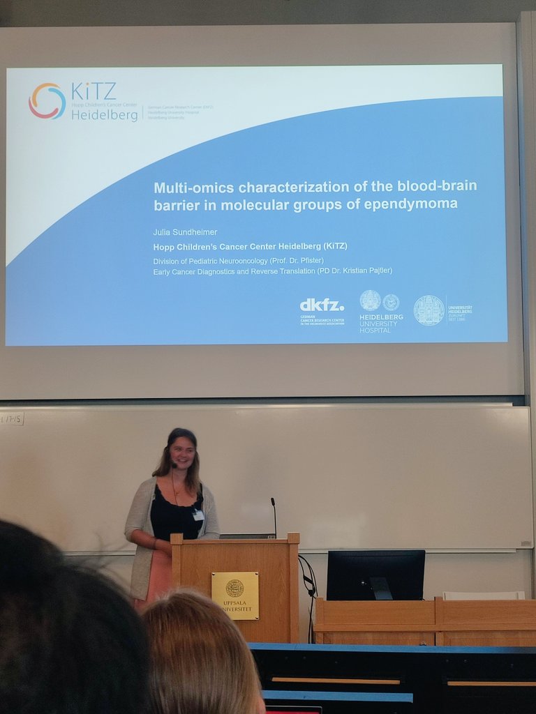 Our PhD student Julia Sundheimer had the opportunity to present the role of the blood-brain barrier in #epENDymoma at the #CVB2023 and its satellite symposium in Uppsala! Lots of amazing talks and great discussions that will inspire our work! #KiTZScience #Neurooncology @KiTZ_HD