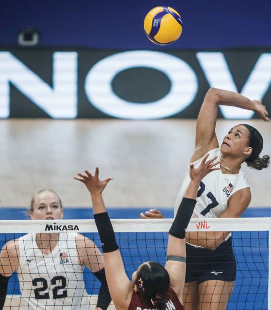 VNL 2023

Khalia Lanier 🇺🇸
12.67 kills/match, 40% attack, .282 efficiency, 8 blocks, 5 aces, 40%/19% reception

Avery Skinner 🇺🇸
11.67 kills/match, 45% attack, .316 efficiency, 5 blocks, 3 aces, 42%/17% reception