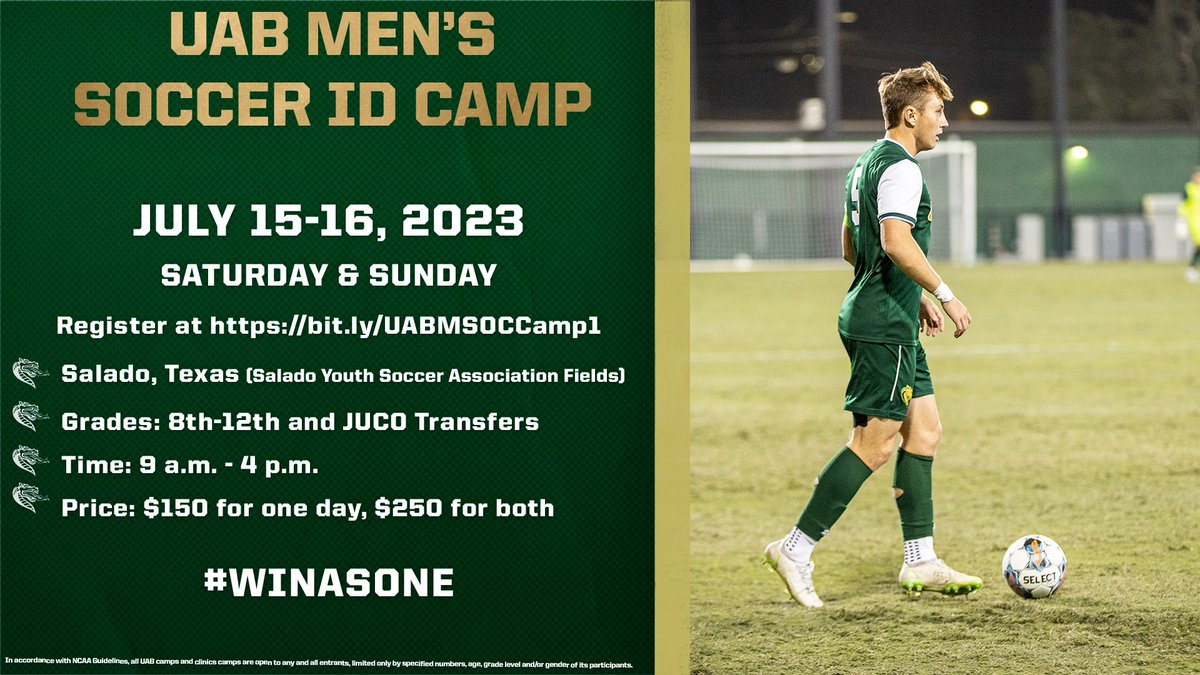 Sign up now for our Salado ID Camp!

🔗 bit.ly/UABMSOCCamp1

#WinAsOne
