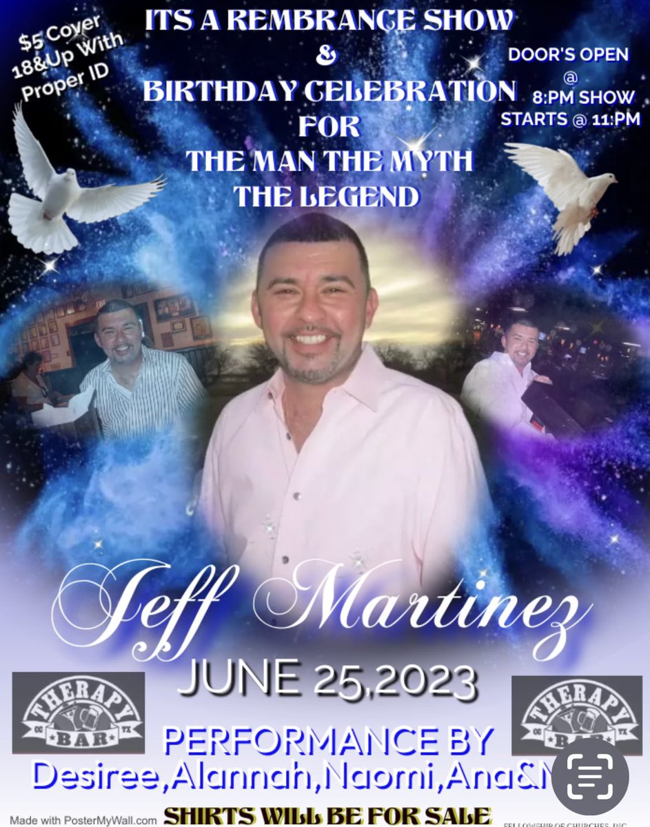 Drag show and remembrance party for my day this Sunday at Therapy Bar to celebrate his first heavenly birthday 🤍🕊️