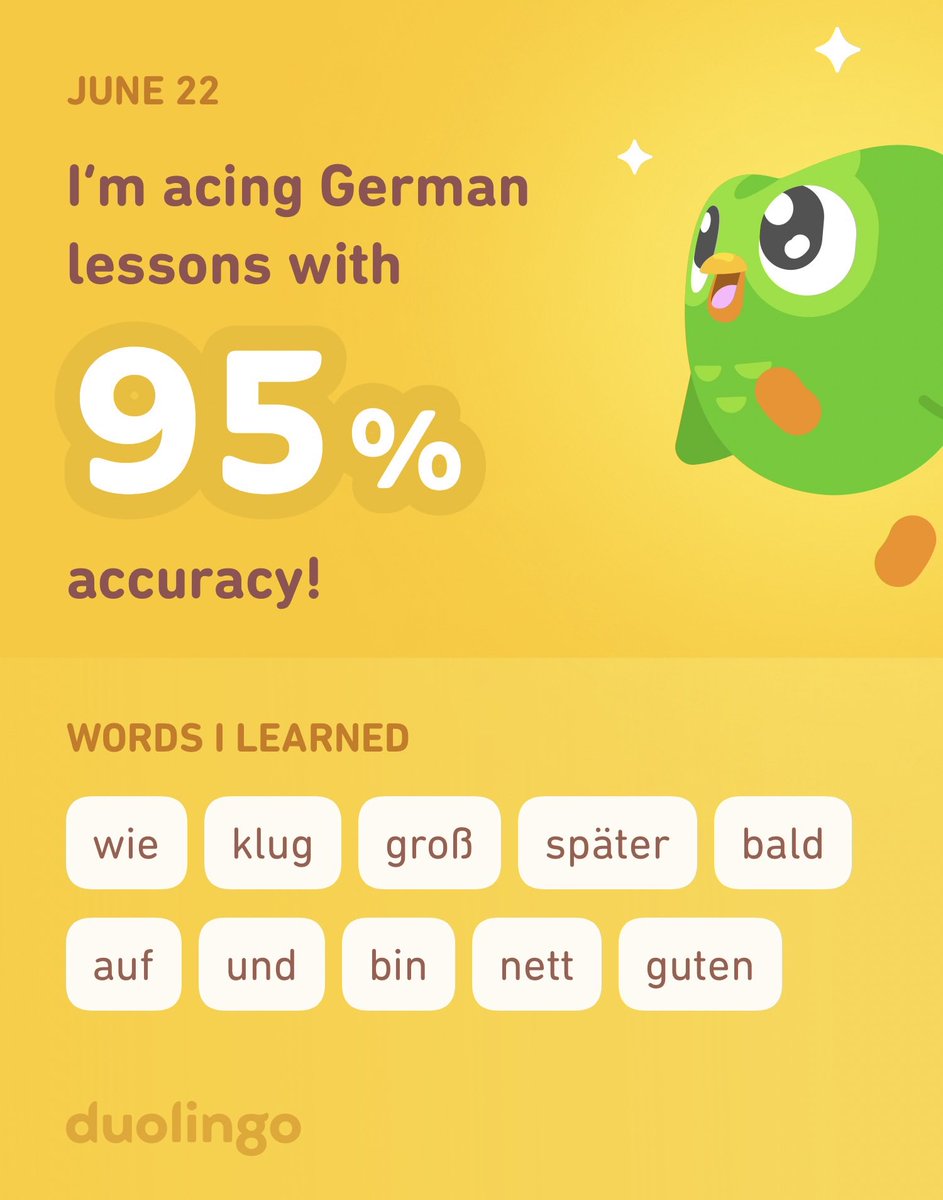 I’m learning German on Duolingo! It’s free, fun, and effective.