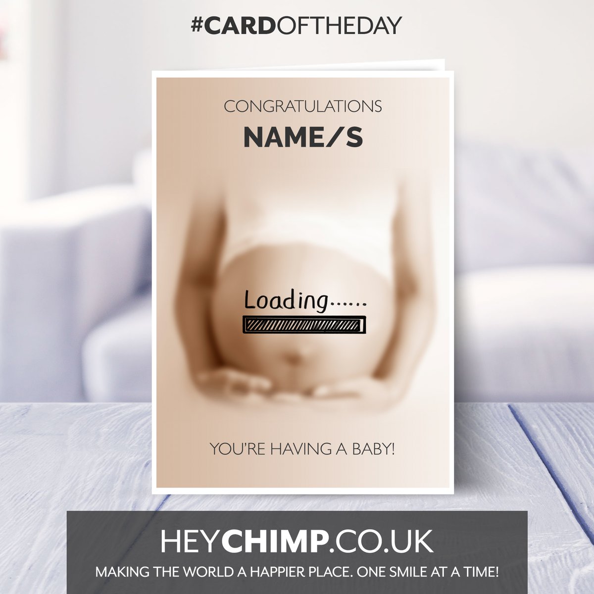 Baby Loading - Pregnancy Congratulations Card - #cardoftheday #babyshowercards #congratulationscards #pregnancycards #greetingscards #personalisedcards #smallbusiness #familybusiness #heychimp