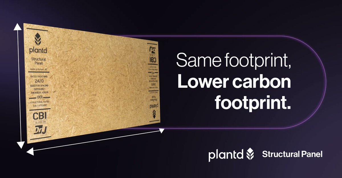 Dimensionally identical to Oriented Strand Board (OSB), Plantd Structural Panels allow builders to use materials with improved structural integrity, moisture resistance, and carbon-negative properties without changing the procedures of their operation.
buff.ly/3qXDz4Q