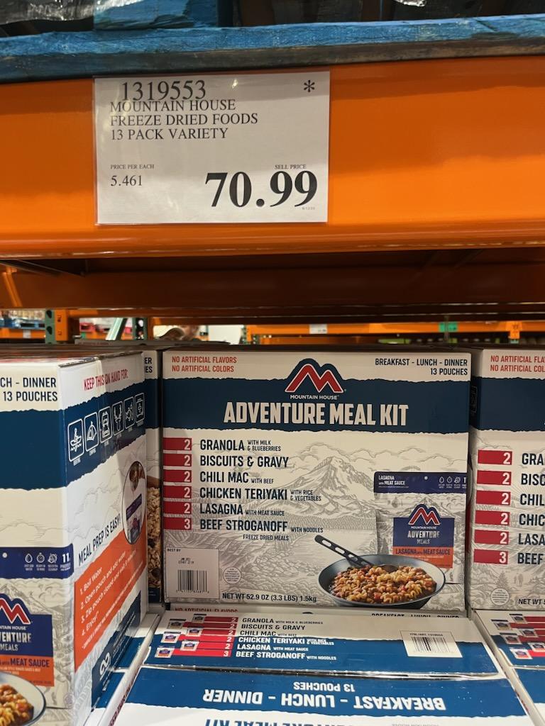 Another great deal at Costco for your preps. These packs of freeze dried meals sell individually for $8 to $12 everywhere else.

I ate a couple of these on my first backpacking trip...decent taste and filling.