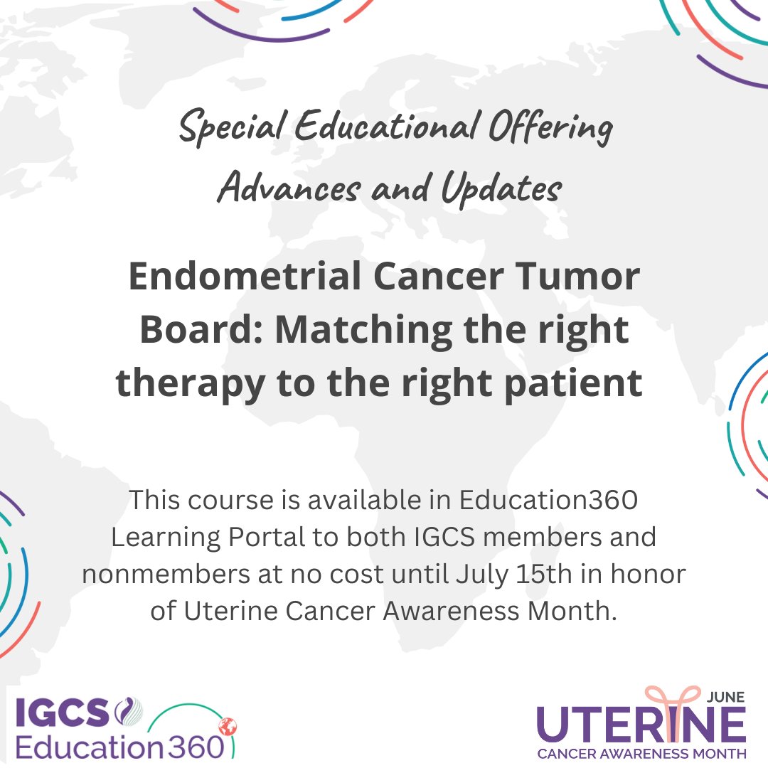 Exclusive educational offering available for free through July 15. In honor of #UterineCancer Awareness Month: Endometrial Cancer Tumor Board: Matching the right therapy to the right patient  
edu360.igcs.org/URL/Advances_U…