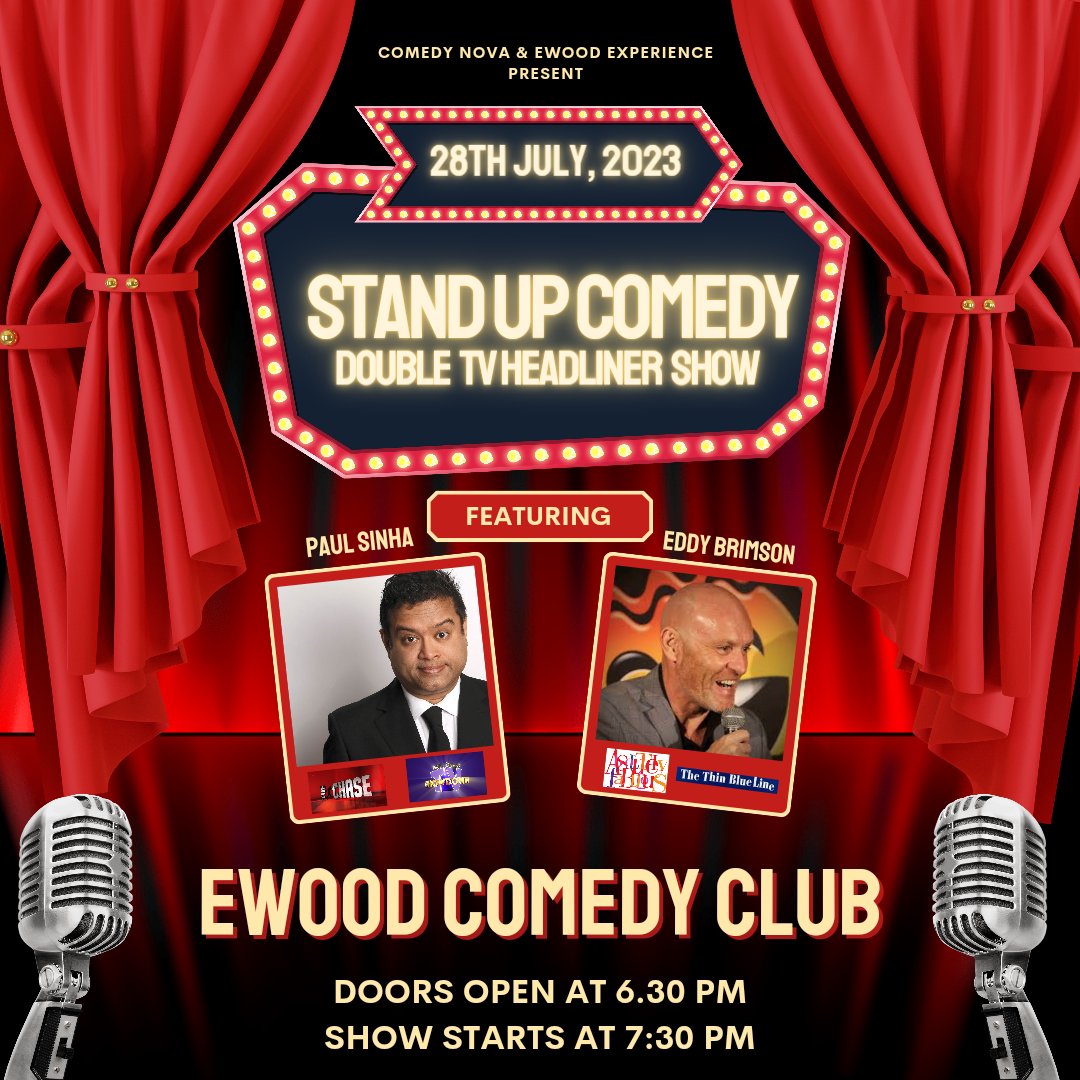 Only a few early bird tickets left! 

Ewood Comedy Club, headlined by @paulsinha and @EddyBrimson - this double TV headliner show is sure to make you belly laugh 🤩

📆 Bring your friends and join us on Friday 28th July at Ewood Park.

⏰ Doors 6.30pm, Show 7.30pm

Get your early…