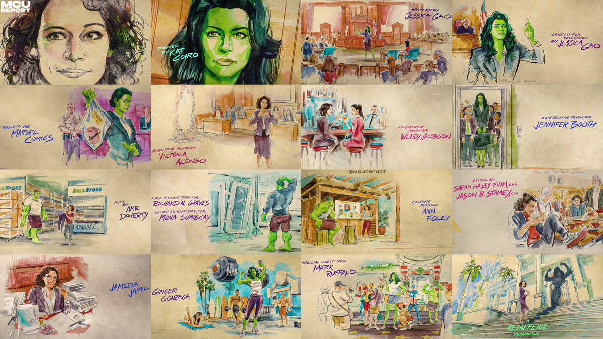 Os recuerdo que los créditos de Hulka estaban dibujados y eran una pasada y además contaban una historia u idea que no se exploró en sí en el episodio pero si se contaba en los créditos, arte de @KaganMcLeod 😍