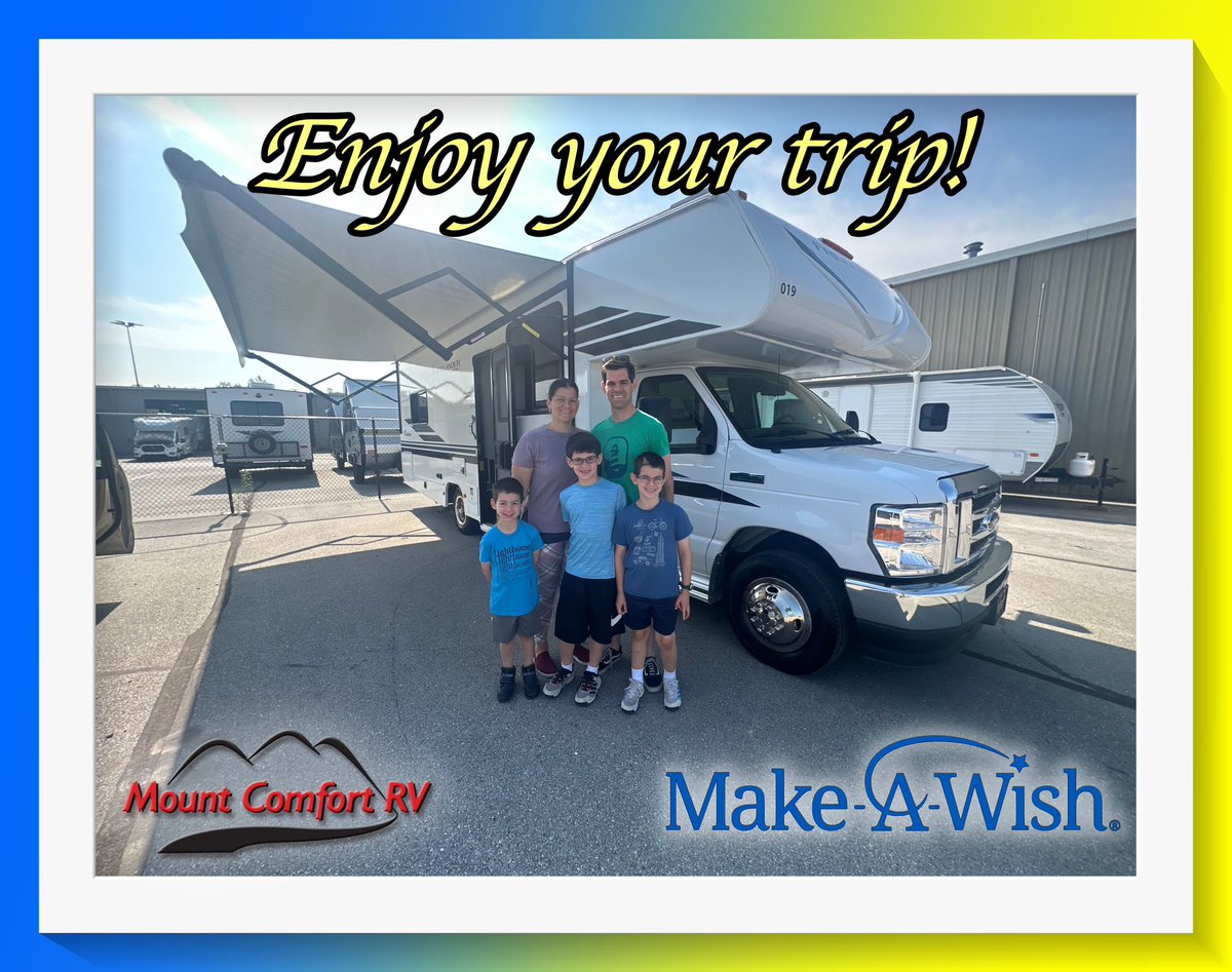 MountComfortRV's tweet image. We had an amazing family stop by this morning to rent an RV from us thanks to @makeawishohkyin. It was great to meet the Peyton family! We hope you all have a fun and safe trip! Call (800) 899-6676 for more information on RVs, Parts, Service, and Rentals. #mountcomfortrv