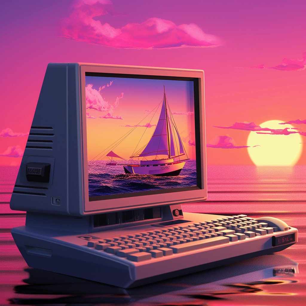 💾 Tech and nature. Reflections 🌊

New track coming soon.

Spotify: spoti.fi/43r9uJw

#Midjourney #aiart #synthwave #retrowave #sailboat #nostalgia #retro #retroart #prompting #moderndays