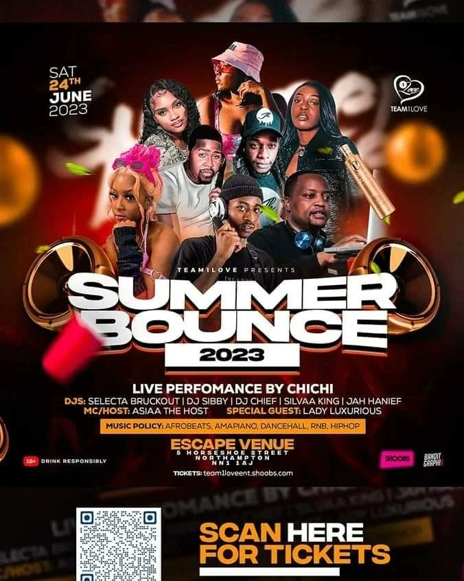 AfrobeatsNN's tweet photo. 🚨This Saturday🚨

#SummerBounce ☀️⛱️
Location: Escape Venue Northampton 📍
Date: 24th June 2023 📅
Time: 22:30 - 4:00 🕙

Dresscode: Summerwear🩳😎

For tickets: https://t.co/cqLDogh7CC 🎟

#SummerBounce23 
#SummerBounce2023
#SummerBounce https://t.co/1WcPGADReo