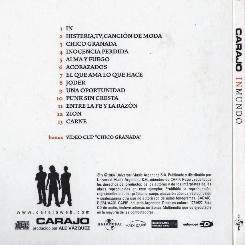 CarajoPy's tweet photo. 📆21 DE JUNIO DEL 2007
Hace 16 años CARAJO  lanzaba "Inmundo" su 3er álbum de estudio.

¿Cual es tu canción favorita de este disco? https://t.co/j8a8sVDUcO