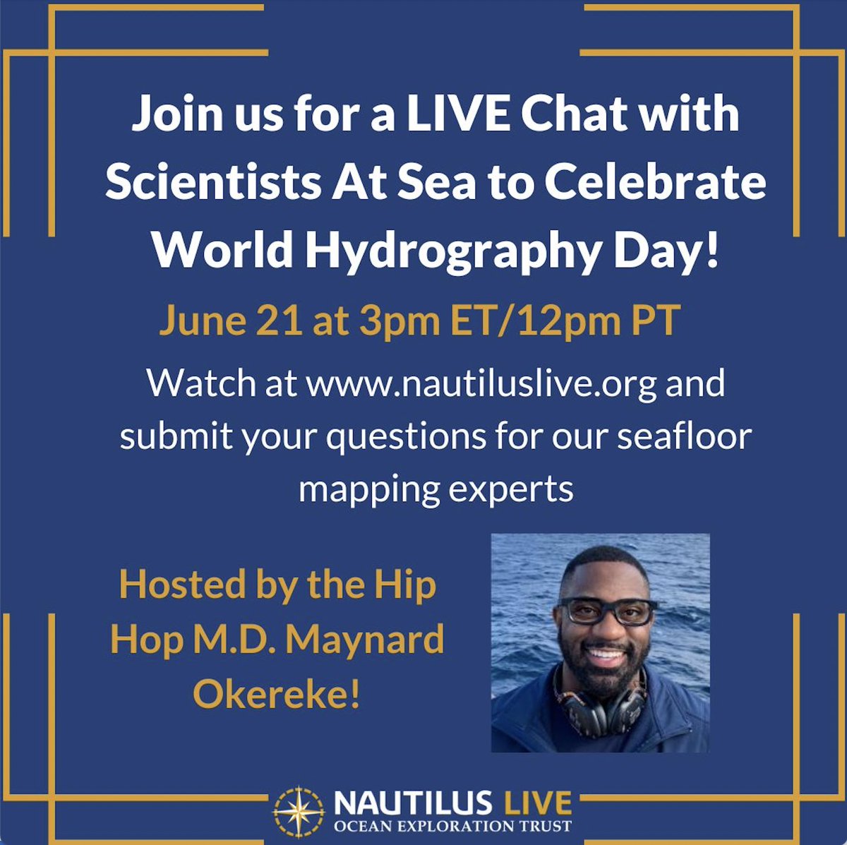 🚨 We're LIVE right now with @TheHipHopMD talking about #Hydrography! Watch and ask questions: nautiluslive.org

#WorldHydrographyDay #askascientist #livescience