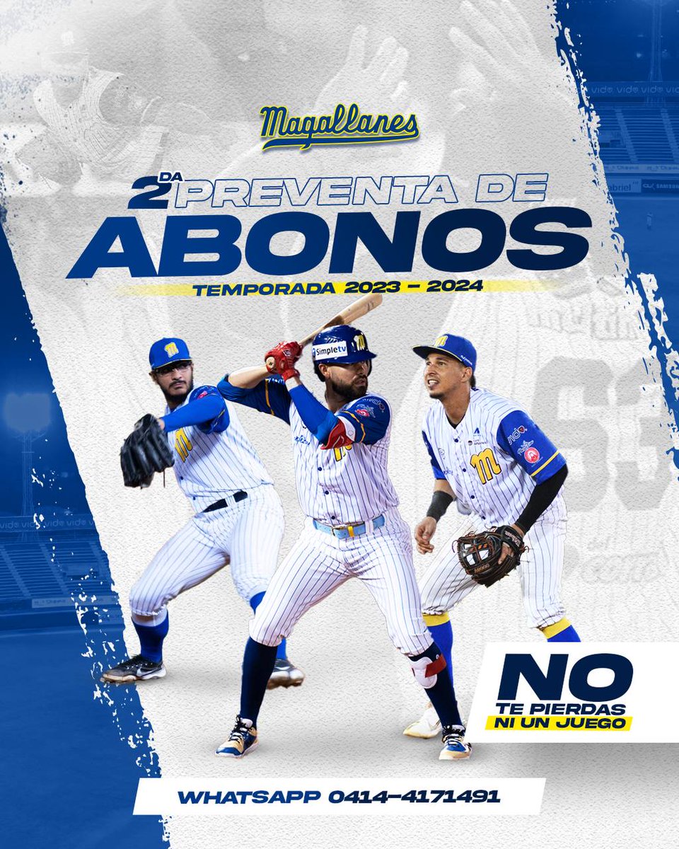 Magallanes_bbc's tweet photo. 🚨ATENCIÓN FANÁTICOS🚨

Segunda PREVENTA activa 🔥

Compra tu ABONO para la 2023-24

Más info:
🏟️Taquilla Estadio JBP
⏰Horario 9am a 4pm
📆Lunes a Viernes
📲0414-417.14.91

¡Te esperamos a bordo!

#Magallanes #SomosMagallanes https://t.co/EO3poYfdLg