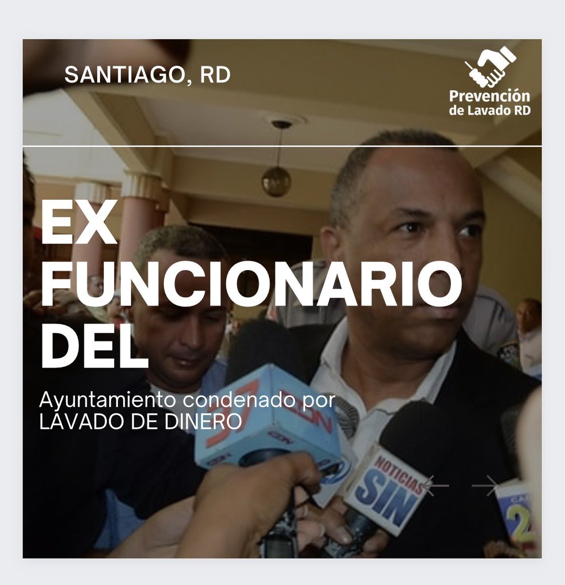 Prevenciondlrd's tweet photo. Rene Guzmán Corporán fue condenado a 10 años de cárcel por #lavadodeactivos y #desfalco a la #alcaldiadesantiago .

Se desempeñaba como Director de Recursos Humanos.

💙📩🗣

#prevencióndelavadoddinerord 
#hablemosdeprevención 
#lavadodedinero https://t.co/AQ64YH8g8s