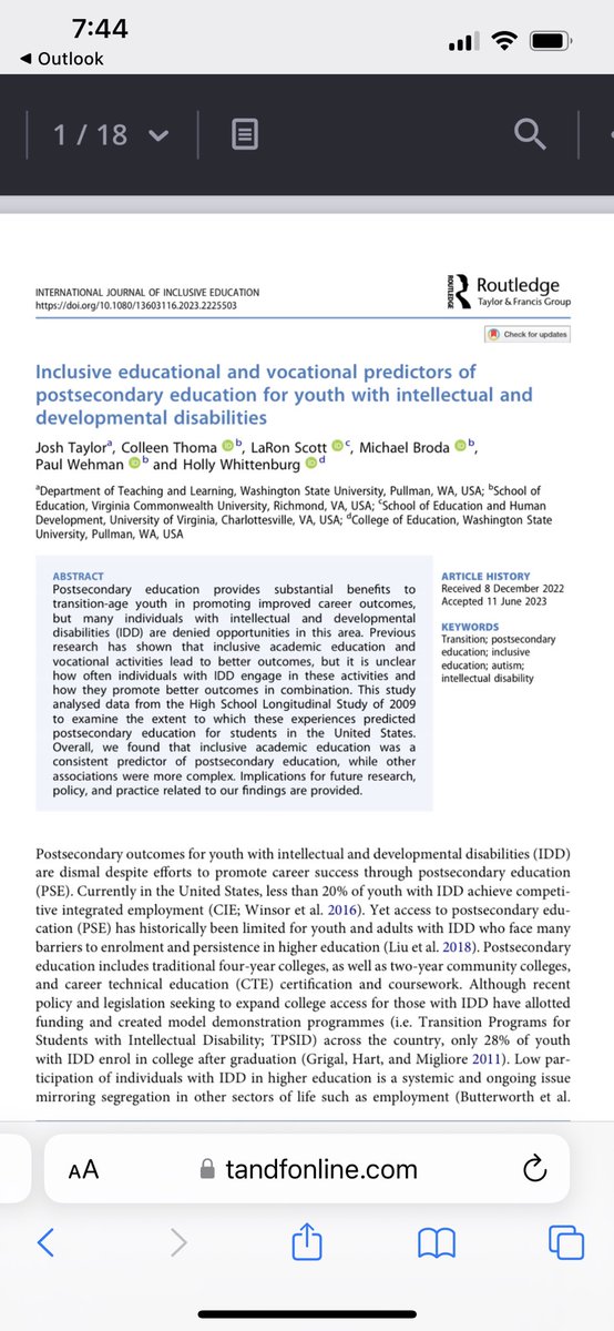 Dr. LaRon Scott (@dr_laron_scott) on Twitter photo 🚨 🚨 New paper alert focused on inclusive education and predicting post secondary outcomes for youth with ID. Great work <a href="/DrJoshTaylor/">Joshua Taylor</a> for leading the pack! <a href="/docthoma/">Colleen Thoma</a> <a href="/MichaelDBro/">Michael Broda</a> <a href="/holly_whitten/">Dr. Holly Whittenburg</a> 🚨 🚨 New paper alert focused on inclusive education and predicting post secondary outcomes for youth with ID. Great work <a href="/DrJoshTaylor/">Joshua Taylor</a> for leading the pack! <a href="/docthoma/">Colleen Thoma</a> <a href="/MichaelDBro/">Michael Broda</a> <a href="/holly_whitten/">Dr. Holly Whittenburg</a>
