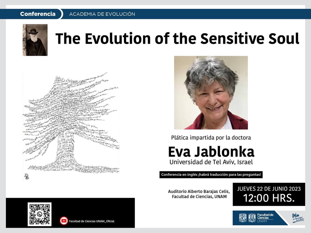 Ya estamos a un día de llevar a cabo la conferencia de la Academia de Evolución “The evolution of the sensitive soul: Learning and the origins of consciousness” 🙋🏻‍♀️Dra. Eva Jalonka @TelAvivUni 🇮🇱 🗓️Jueves 22 de junio 2023 🕰️12:0O horas 📍Auditorio ABC ¡No faltes!