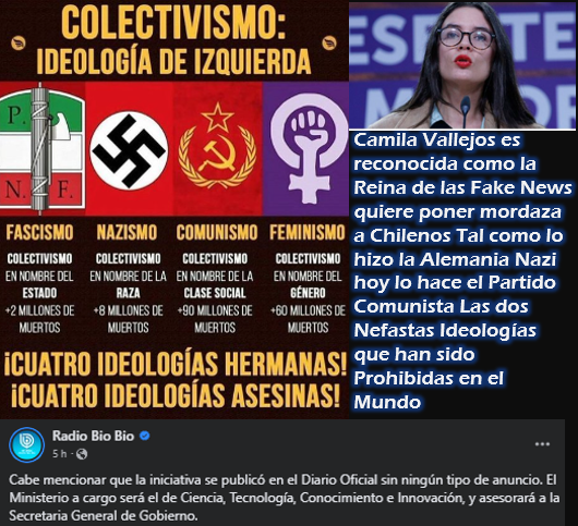 Camila Vallejos reconocida como la reina de las Fake News hoy nos quiere aplicar la Ley Mordaza a los que no piensan como el Partido Comunista
Ministerio de la Verdad Revolución Democrática Fake News Los 4 Augusto Pinochet Providencia El PC