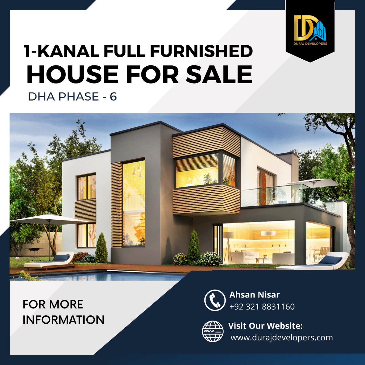 durajdeveloper's tweet photo. 1-Kanal Fully Furnished House
Available For Sale.

DHA PHASE - 6

For Further Details
Contact us
Ahsan Nisar
03218831160
Email: contact@durajdevelopers.com
Website: https://t.co/7VW0lqxm2D https://t.co/k93yfHPJPD
