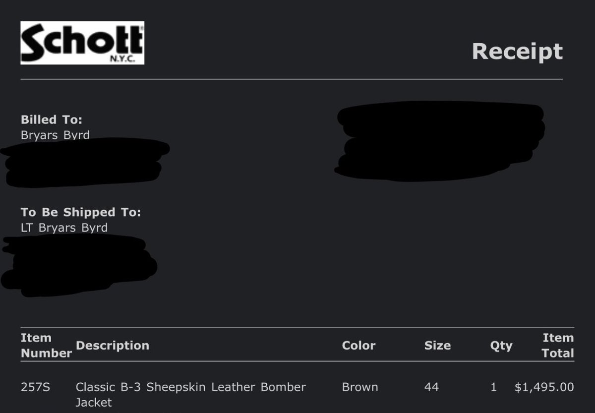 Bryars_Byrd's tweet photo. UPDATE: Pulled the trigger (heh) and ordered the $1,495 bomber jacket that Leon wears in #RE4remake as a gift to myself for achieving Platinum! Can’t wait to complete the look by buying some “tacticool” pants and a custom Kendo SG-09 R once I move to Texas 😎 #Discretionaryincome https://t.co/xzi3lCC1m0