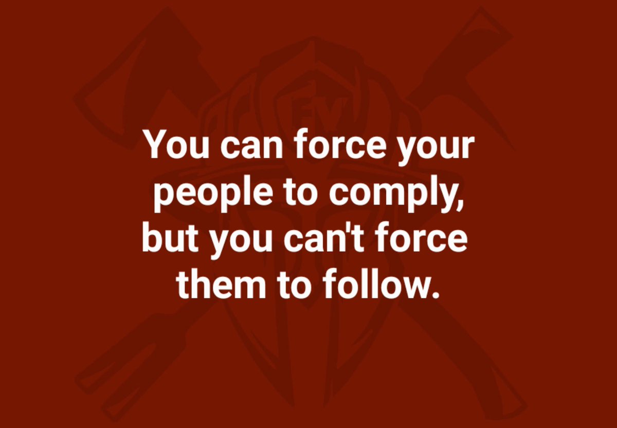 FHVigilance's tweet image. Forced compliance is not a recipe for effectiveness. 

#leadership #comply #follow #effective