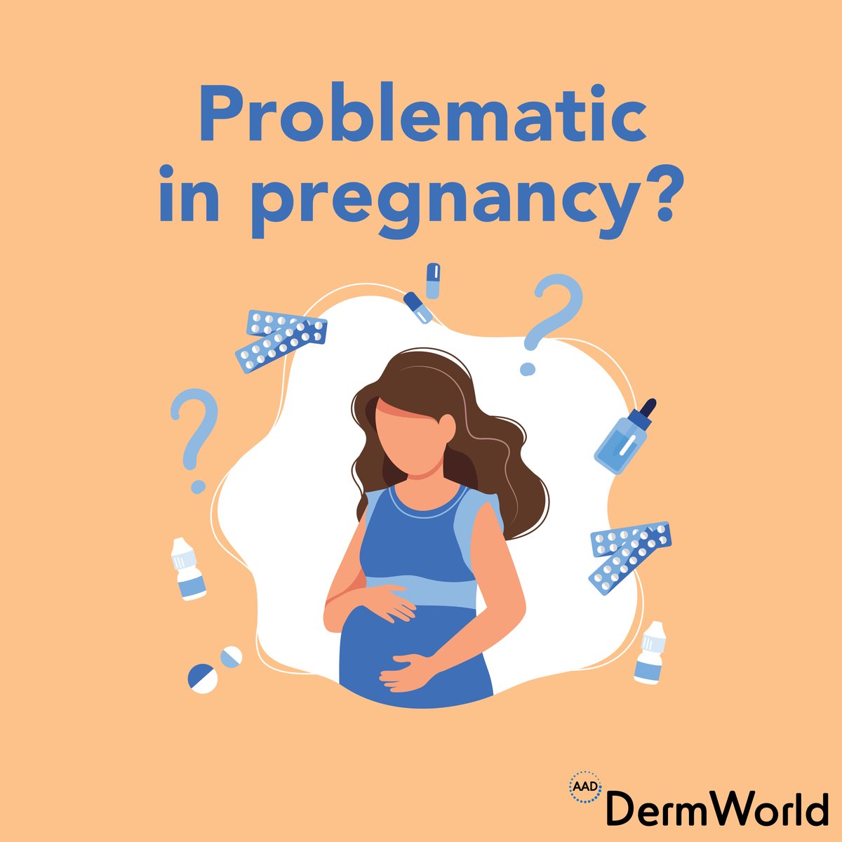 AADmember's tweet photo. Dermatologic drugs: Problematic in #pregnancy? This month in #DermWorld, dermatologists discuss their approach to counseling and treating pregnant patients with some of the most common #dermatologic disorders. https://t.co/XBatvBBRGy https://t.co/XUYHeLNEQt