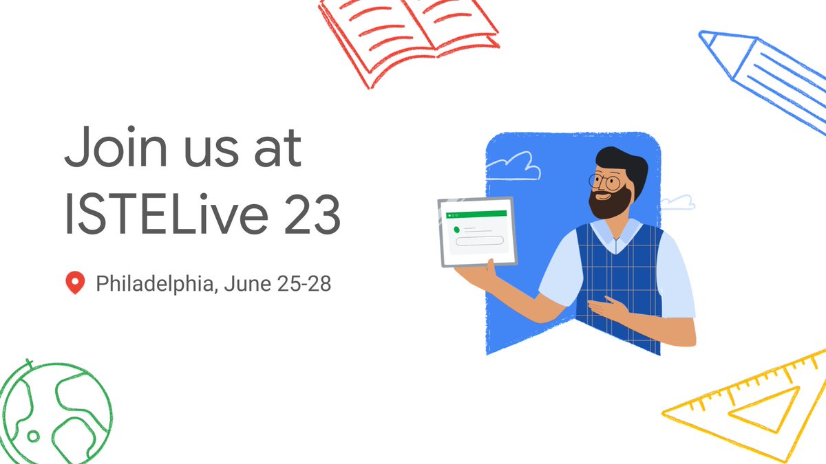 Have you registered for #ISTELive yet? Don’t miss out on the opportunity to connect with #EdTech experts & attend our Teaching Theater sessions from June 25-28. ✨Learn more about registration options & where you can find #GoogleEdu → goo.gle/3PsNadZ