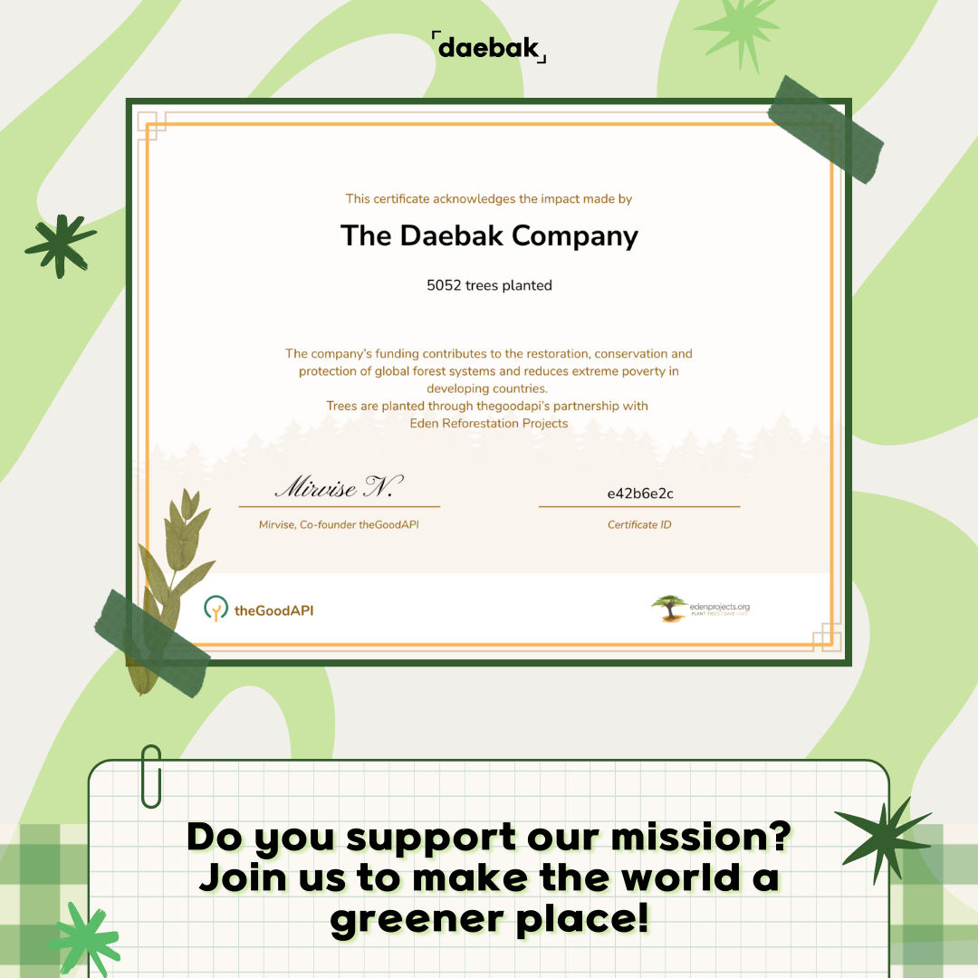 daebakbox's tweet photo. Join the mission to restore our planet, one tree at a time! 🌱 5000 trees planted and counting!
Your purchase has the power to make a real difference. Visit this link for more info: https://t.co/JzCuTHe08Z
#daebakbox #daebakforest #plantatree #treeplanting #gogreen #greenplanet https://t.co/IXqZf1J1vo
