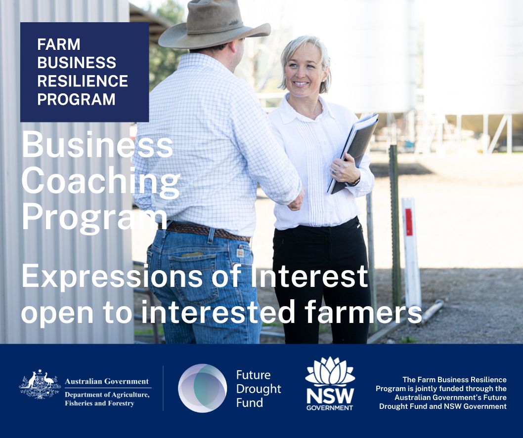 nswagriculture's tweet photo. EOI for Farm Business Resilience Program's Business Coaching now open! Achieve your farm business goals - visit https://t.co/JA9Gxq0Yrb
#FBRP #farmbusinessresilience #farmbusiness https://t.co/MpEtvpIFkJ