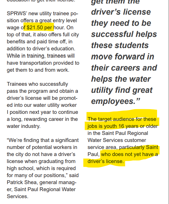 StreetPicabo's tweet image. &amp;gt; The State of Minnesota's starting pay for Chemists with a bachelors is $21.43/hr
&amp;gt; Saint Paul Regional Water Services starts their 16-year-old-w/o-DL Utility Trainees out at $21.50/hr
#MAPEContract #MAPEStrong #1u @MMBCommunicates @GovTimWalz @MAPEmn