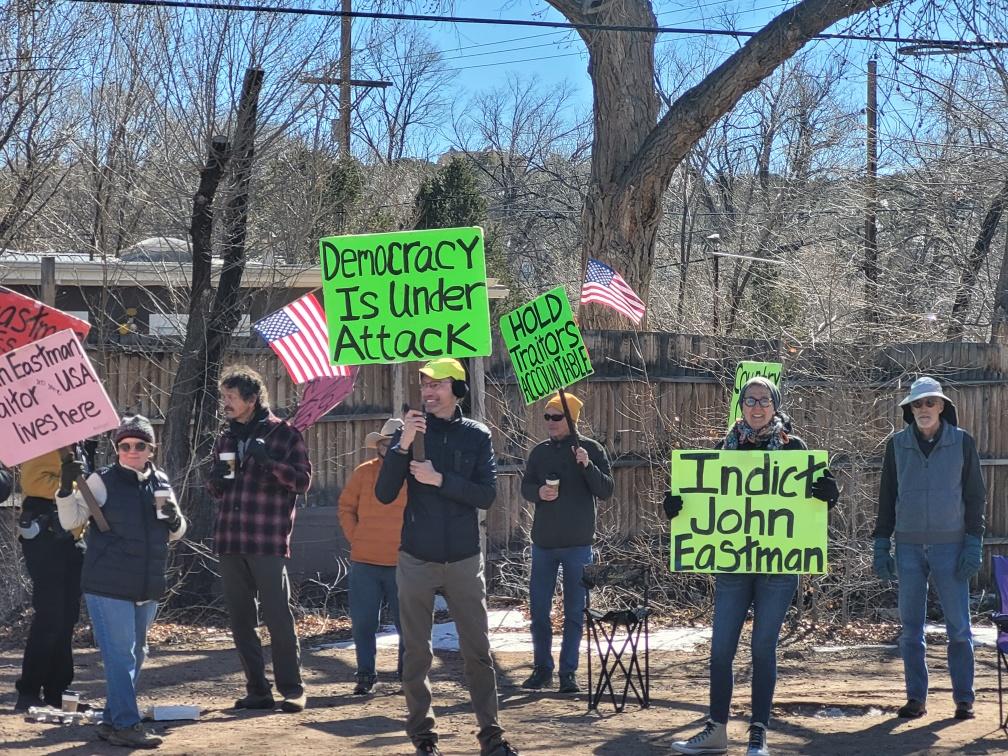 @MartyTa94849826 We've been on John Eastman's street for 11 months in Santa Fe, New Mexico. We are keeping awareness up of the coup attempt & educating those who stop & speak with us on the dangers still posed.  We must all engage & do what we can for our Democratic Republic and encourage voting.