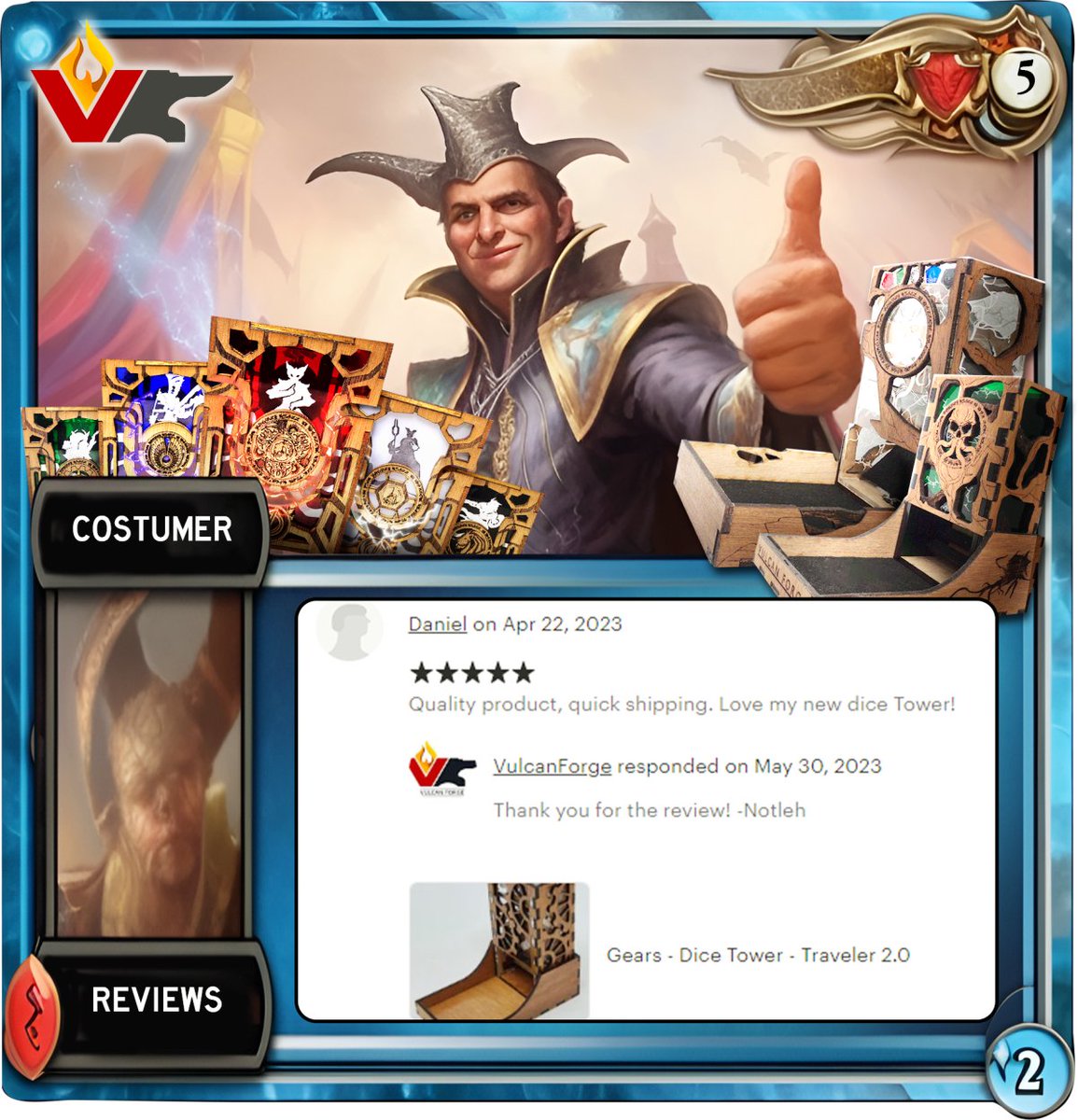 Vulcan_Forged's tweet photo. ⭐️ Stellar Reviews for Our Deck Boxes and Dice Towers! 🔥🎲
Link to our Kickstarter: https://t.co/9hjC9MSxwZ 👈
Link to our ETSY SHOP: https://t.co/449QOW9VIA👈
#MagicTheGathering #MTG #DeckBox #MTGLife #MTGAddict #MTGPlayers #DeckBoxes #Vulcan #VulcanForge #Forge https://t.co/VsD6p1vtqx