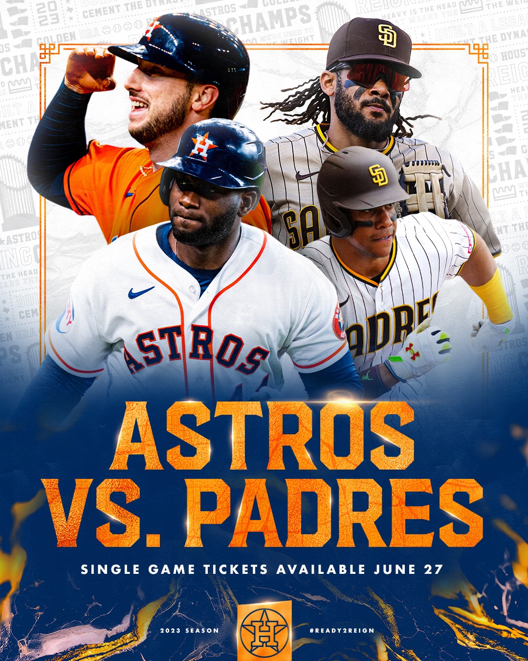 Houston Astros on X: "Sign up by noon on Friday for a chance to win FREE  tix to this matchup. 🎟: https://t.co/LUgx5A56sk https://t.co/RiDeR2RJ4u" /  X